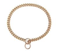 Collar for Perro con Cadena de eslabones cubanos de 10 mm de Grosor, Cadena Negra de Oro de 18 Quilates, Acero Inoxidable 316L, no daña el Pelo.(2,16inch (41cm))