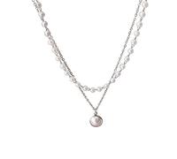 Collar Gargantilla de Perlas de Moda KPOP Colgante de Cadena de Doble Capa Lindo para Joyería de Don