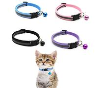 Collar Gato con Cascabeles,4 Piezas Collares de Seguridad para Gatos de liberación Rápida Collar Gato Reflectante Collares Ajustables para Gatitos con Cinturón de Seguridad Regalos para Mascotas