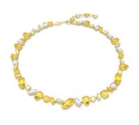 Collar Gema, Tallas mixtas, Amarillo, Baño tono oro OS