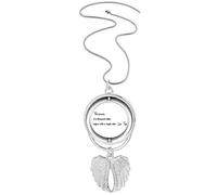 Collar giratorio con cita inspiradora sobre el viaje de Lao Tzu con colgante de alas de ángel