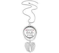 Collar giratorio con colgante de alas de ángel con cita "Best Dad Ever"