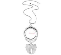 Collar giratorio con colgante de alas de ángel con cita "The Greatest Test Is To Bear Defeat"