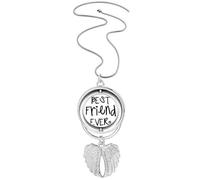 Collar giratorio con colgante de alas de ángel con citas de amistad Best Friend Ever Words