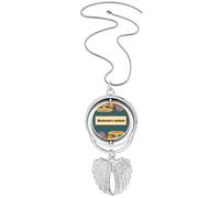 Collar giratorio con colgante de alas de ángel con diseño de hongos azules