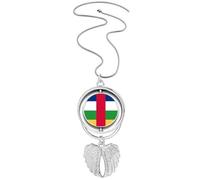 Collar giratorio con colgante de alas de ángel con la bandera de la República Centroafricana
