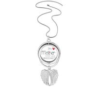 Collar giratorio con colgante de alas de ángel con texto en inglés "I'm a Mother What's your Superpower"