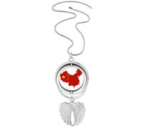 Collar giratorio con colgante de bandera nacional de mapa de China con alas de ángel