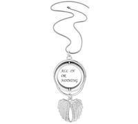 Collar giratorio con diseño de alas de ángel con cita en inglés "All In Or Nothing"