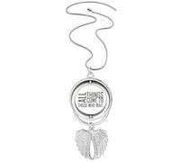 Collar giratorio con diseño de alas de ángel con cita en inglés "All Things Come To Those Who Wait"