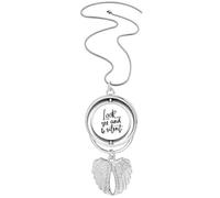 Collar giratorio con diseño de alas de ángel con cita "Look See and Be Silencios"