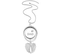 Collar giratorio con diseño de alas de ángel con cita para papá y padre