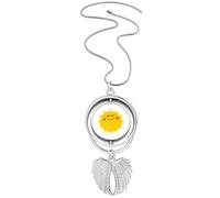 Collar giratorio con diseño de alas de ángel con colgante de sol de Universo y Alien