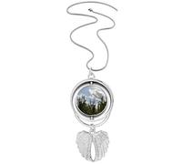 Collar giratorio con diseño de alas de ángel con diseño de nubes azules y blanco art deco