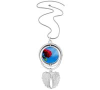 Collar giratorio con diseño de alas de ángel con rosas azules y rojas y verdes