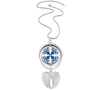 Collar giratorio con diseño de alas de ángel, diseño de flores azules, diseño de Marruecos