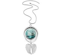 Collar giratorio con diseño de alas de ángel, diseño de olas de agua del océano, ciencia, naturaleza,