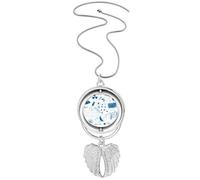 Collar giratorio con diseño de alas de ángel, diseño de trazos de cuadrícula azul