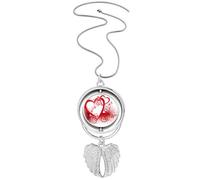 Collar giratorio con diseño de alas de ángel y corazones blancos y rojos y flores para el día de San