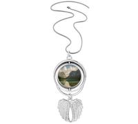Collar giratorio con diseño de alas de ángel y paisaje de la naturaleza de Lake Mountain Science