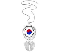 Collar giratorio con diseño de bandera nacional de Corea del Sur, país asiático, alas de ángel, joyería