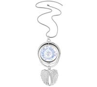 Collar giratorio con diseño de flores azules con diseño de rosas y alas de ángel