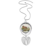 Collar giratorio con diseño de paisaje de Italia y Roma, diseño de alas de ángel, joyería
