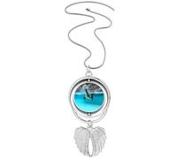 Collar giratorio con diseño de pingüino antártico del océano y la naturaleza, alas de ángel, joyería