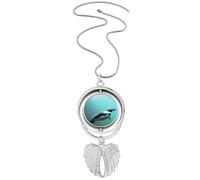 Collar giratorio con diseño de pingüino de la Antártida del mar, ciencia, naturaleza, alas de ángel, joyería
