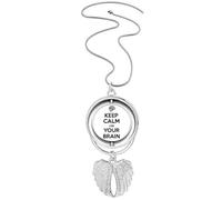 Collar giratorio con texto en inglés "Keep Calm And Use Your Brain", diseño de alas de ángel
