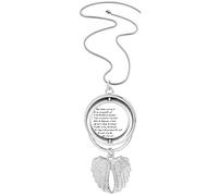Collar giratorio de alas de ángel con cita de poesía Never Surrender Unbeatable