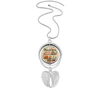 Collar giratorio tradicional japonés con diseño de mapa en forma de tierra y alas de ángel