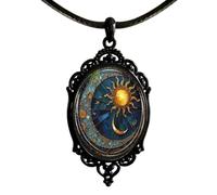 Collar Gótico,Collares Góticos para Mujer | Collar con colgante de luna, sol y estrella, joyería gótica Vintage para mujer | Collar de mujer Bisutería, Collar de joyería gótica para Año Nuevo y Navida