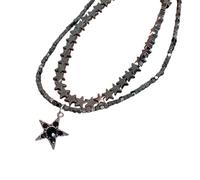 Collar gótico de luna y estrella, cadenas cortas apilables para mujer, elegante joyería celestial en aleación de metal, gargantilla para mujer, talla única, como se describe, como se describe