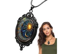 Collar gótico negro,Collar con colgante gótico | Collar con colgante de luna, sol y estrella, joyería gótica Vintage para mujer | Collar de mujer Bisutería, Collar de joyería gótica para Año Nuevo y N