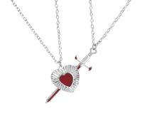 Collar gótico rojo de corazón y espada para pareja Colgante en capas con forma de corazón, espada y daga. Estás en mi Genial collar a juego para parejas Regalos de joyería (#4)