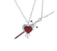 Collar gótico rojo de corazón y espada para pareja Colgante en capas con forma de corazón, espada y daga. Estás en mi Genial collar a juego para parejas Regalos de joyería (#2)