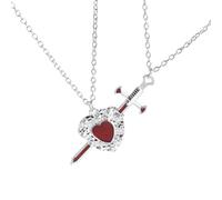Collar gótico rojo de corazón y espada para pareja Colgante en capas con forma de corazón, espada y daga. Estás en mi Genial collar a juego para parejas Regalos de joyería (#3)