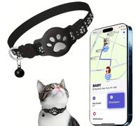 Collar GPS Gato, GPS para gatos (compatible con los sistemas Apple y Android) Funciona con goo- gle Find My, sin SIM sin suscripción, seguimiento de actividad, IP67, batería 365+días (negro)