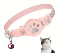 Collar GPS Gato, GPS para Gatos (Compatible con los sistemas Apple y Android) Funciona con goo- gle Find My, Sin SIM Sin suscripción, seguimiento de actividad, IP67, Batería 365+Días (Rosa)