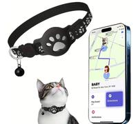 Collar GPS Gatos, GPS para Gatos sin Cuota Mensual. Collar Localizador Compatible con Apple Find My (Solo iOS), No Requiere SIM (Collar + rastreador Blanco)