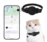 Collar GPS Gatos, GPS para Gatos sin Cuota Mensual. Collar Localizador Compatible con goo- gle Find My (Solo Android), No Requiere SIM (Collar + rastreador Negra)