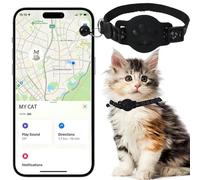Collar GPS Gatos, GPS para Gatos sin Cuota Mensual. Collar Localizador Gatos Compatible con Apple Find My (Solo iOS), No Requiere SIM (Collar + rastreador Negro)