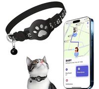 Collar GPS Gatos, GPS para Gatos sin Cuota Mensual. Collar Localizador Gatos Compatible con Apple Find My (Solo iOS), No Requiere SIM (Collar + rastreador Blanco)
