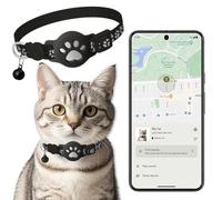Collar GPS Gatos, GPS para Gatos sin Cuota Mensual, No Requiere SIM, Collar Localizador Compatible con goo- gle Find My (Solo Android) (Collar + rastreador Blanco)