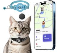 Collar GPS Gatos, GPS para Gatos sin Cuota Mensual, No Requiere SIM, Localizador Compatible con Apple Find My (Solo iOS)，Collar+Blanco (E)