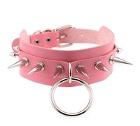 Collar grande con junta tórica para mujer, collares de Bondage, cuello erótico de, Collar con remaches, collar maestro-esclavo, Collar Sexy, accesorios(Pink Rosa)