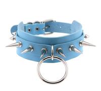 Collar grande con junta tórica para mujer, collares de Bondage, cuello erótico de, Collar con remaches, collar maestro-esclavo, Collar Sexy, accesorios(Blue Blau)