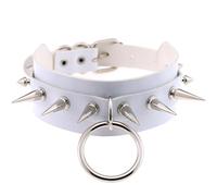 Collar grande con junta tórica para mujer, collares de Bondage, cuello erótico de, Collar con remaches, collar maestro-esclavo, Collar Sexy, accesorios(White Weiß)