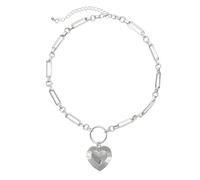 Collar grueso de oro para mujer, elegante collar con colgante de corazón grande de metal, cadena de clavícula vintage ajustable, accesorios de joyería de fiesta apilables, collares de moda atrevidos